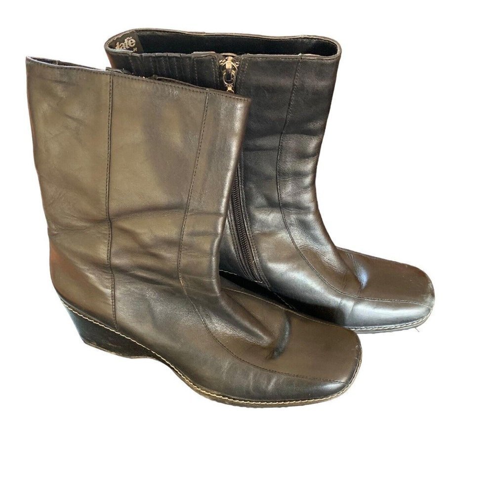 Rockport Womens Black Leather Mid Boot Square Toe Waterproof Thinsulate Size 9‍‍